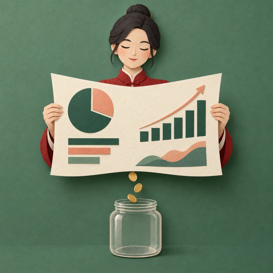 A glossy report above a money table hides an empty wallet