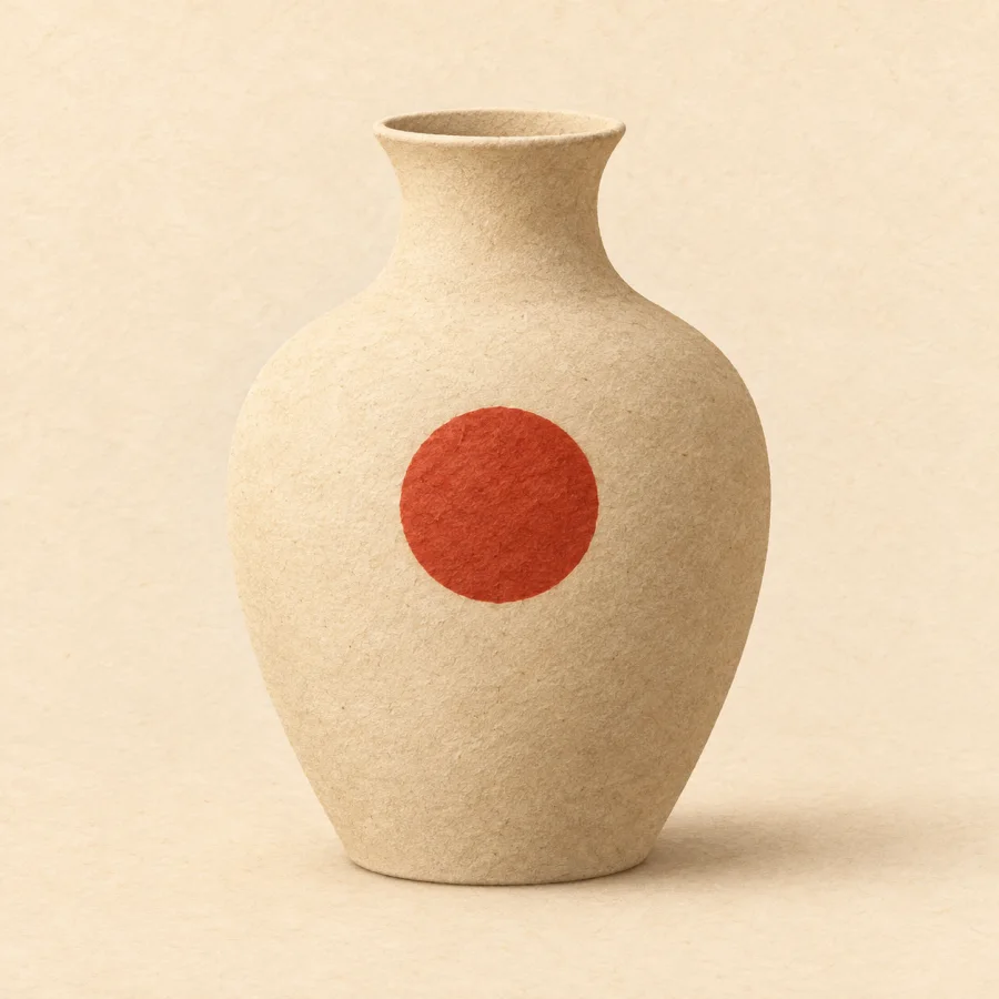 Eine Vase mit einem einzelnen Punkt