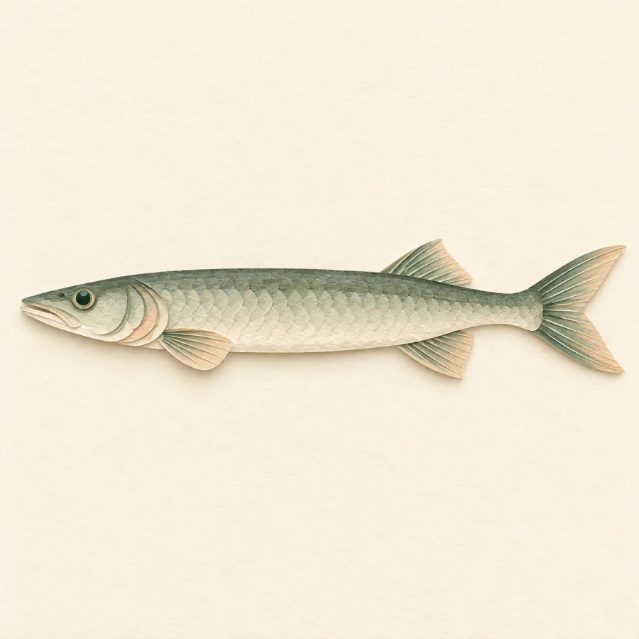 Um peixe comprido no centro