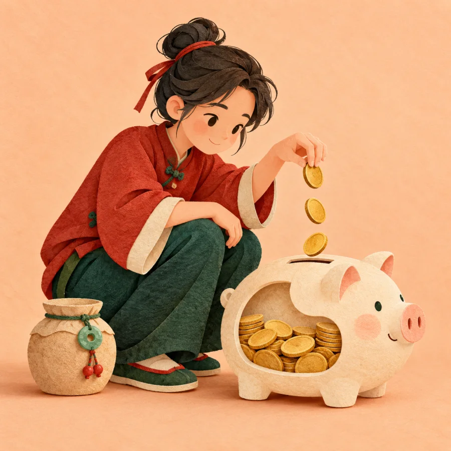 Coins dropping into an already full piggy bank