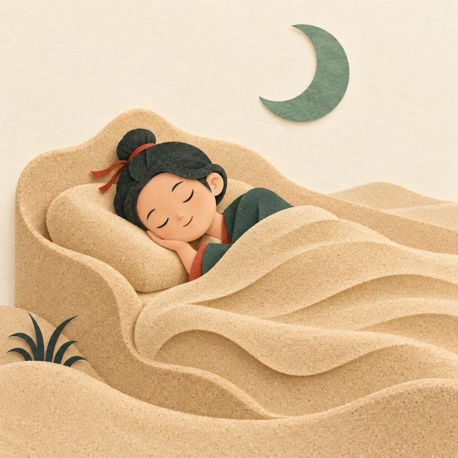 A person sleeping under a moon