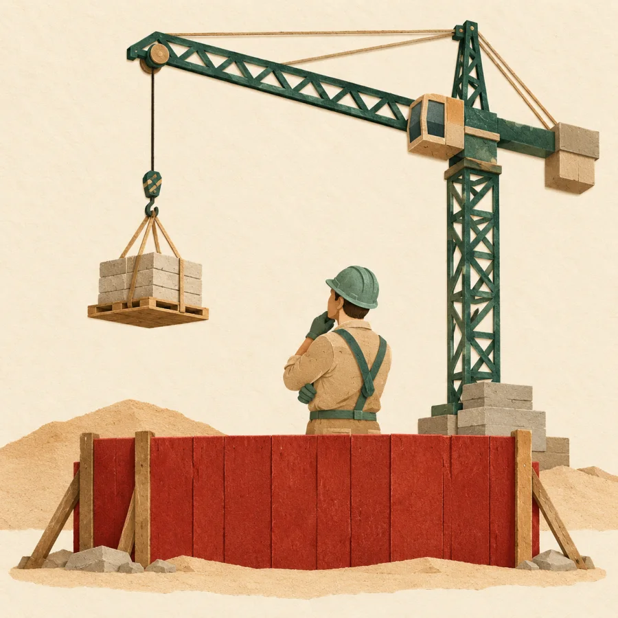 A paused construction site with a barrier and a frozen crane