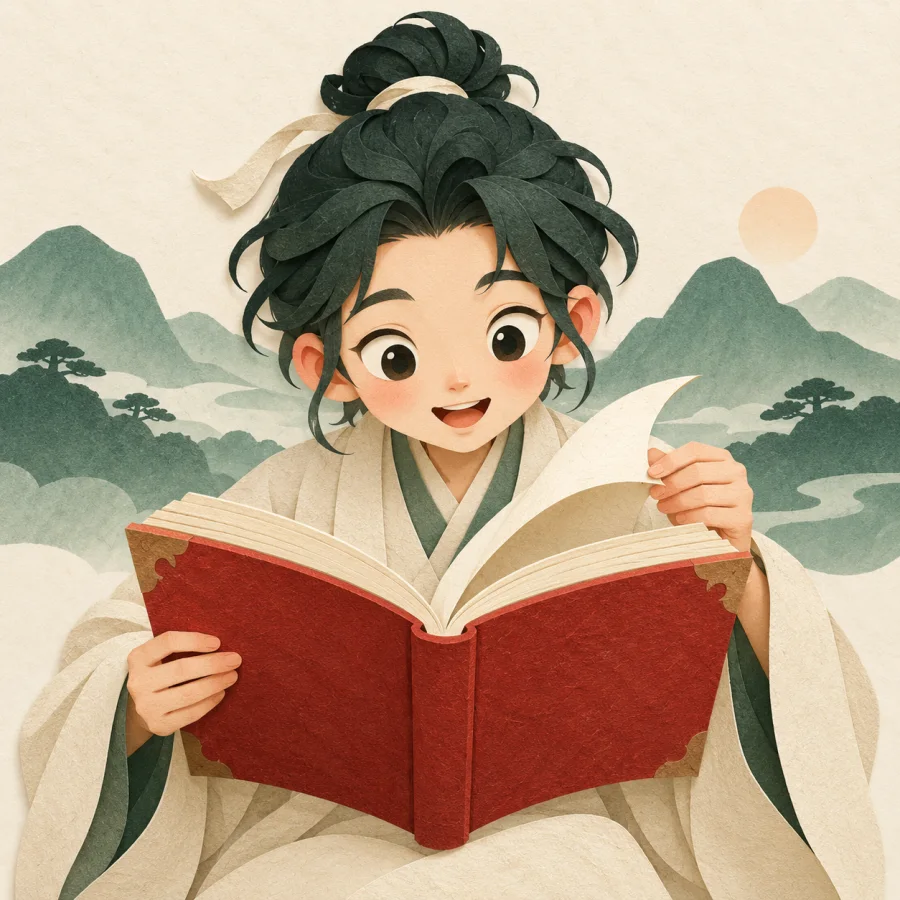 A reader turns a page of an open book in surprise