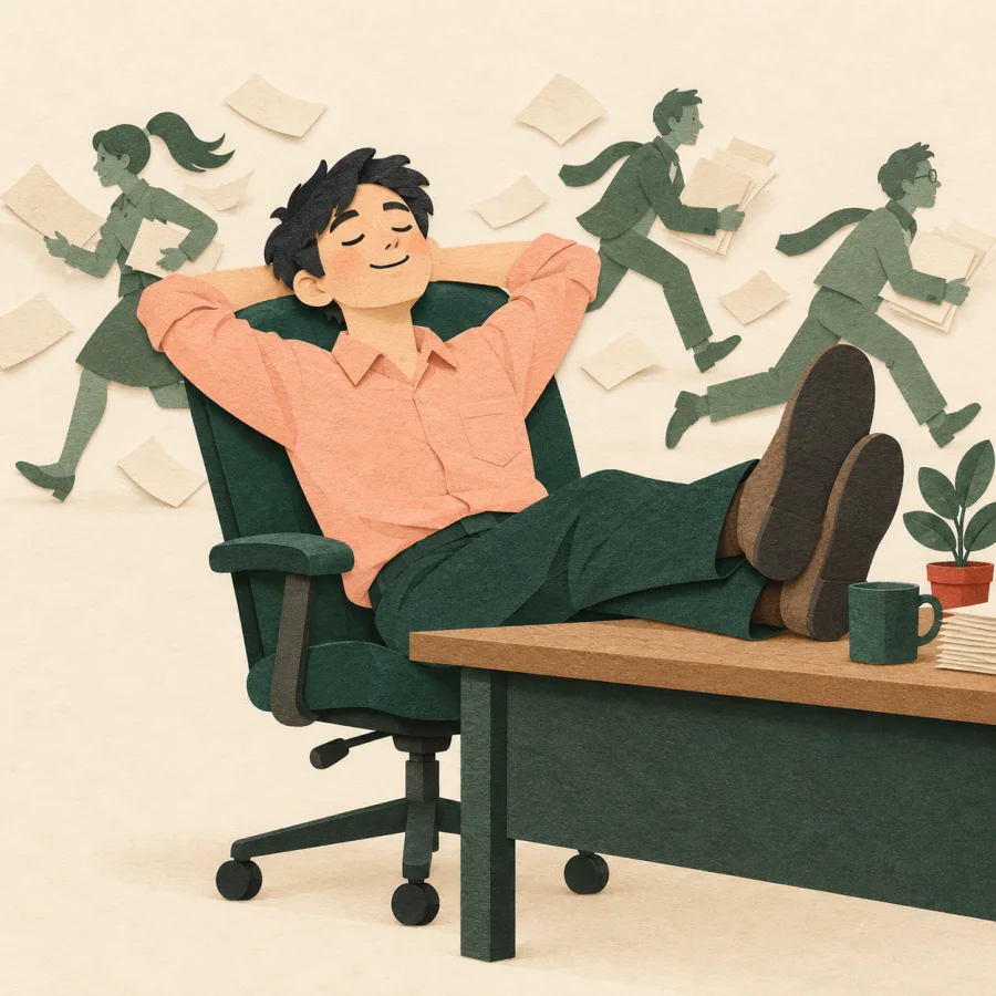A smug employee relaxes while rivals quietly catch up