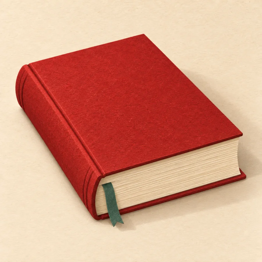 Un gros livre avec un marque-page
