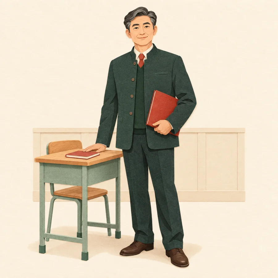 A principal beside a desk