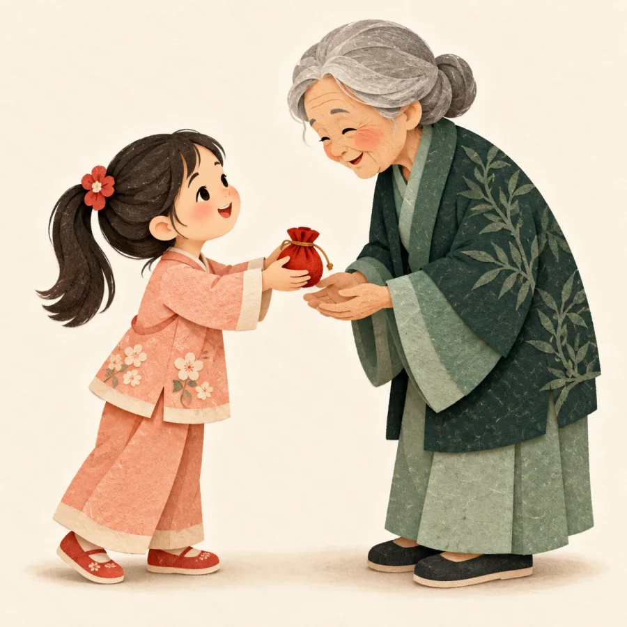 A child helping an elder