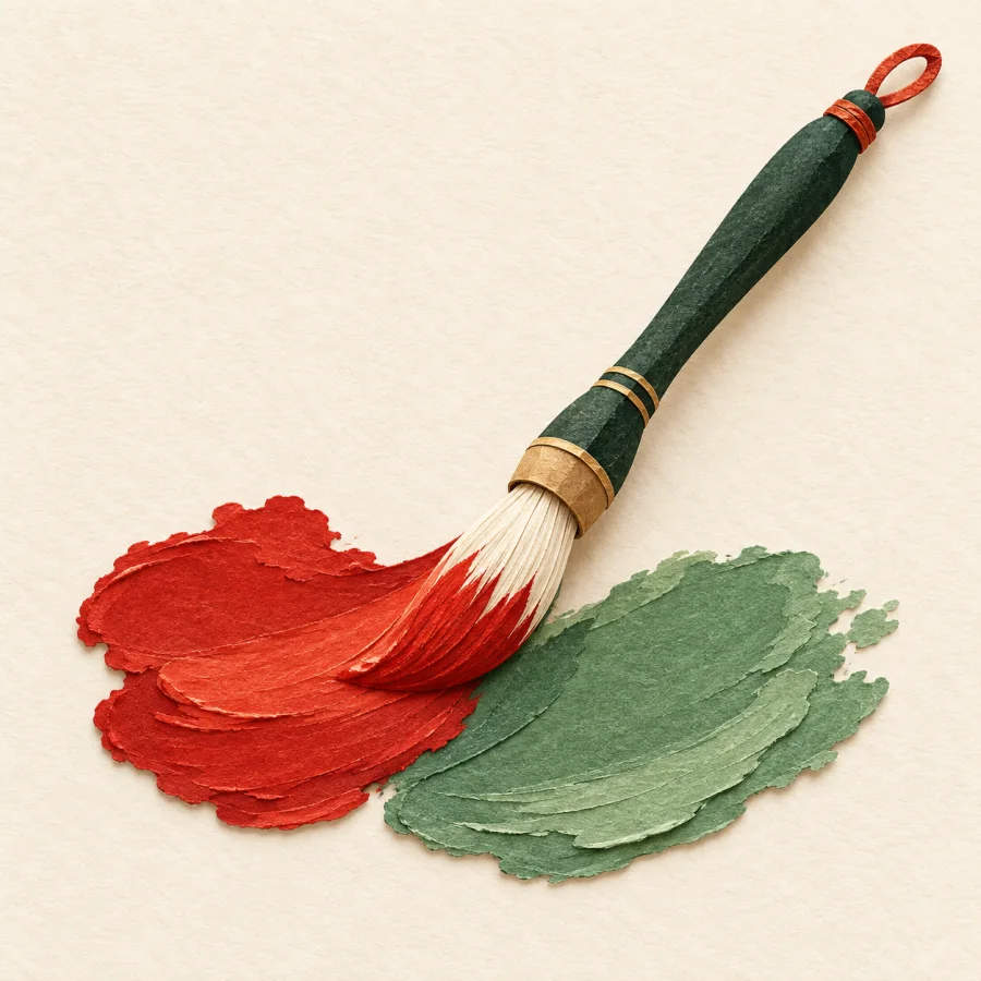Um pincel espalhando manchas de tinta