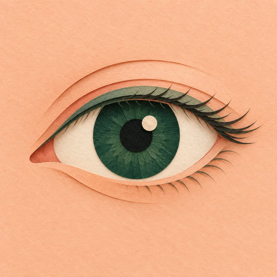 Ein geöffnetes Auge in einem Gesicht