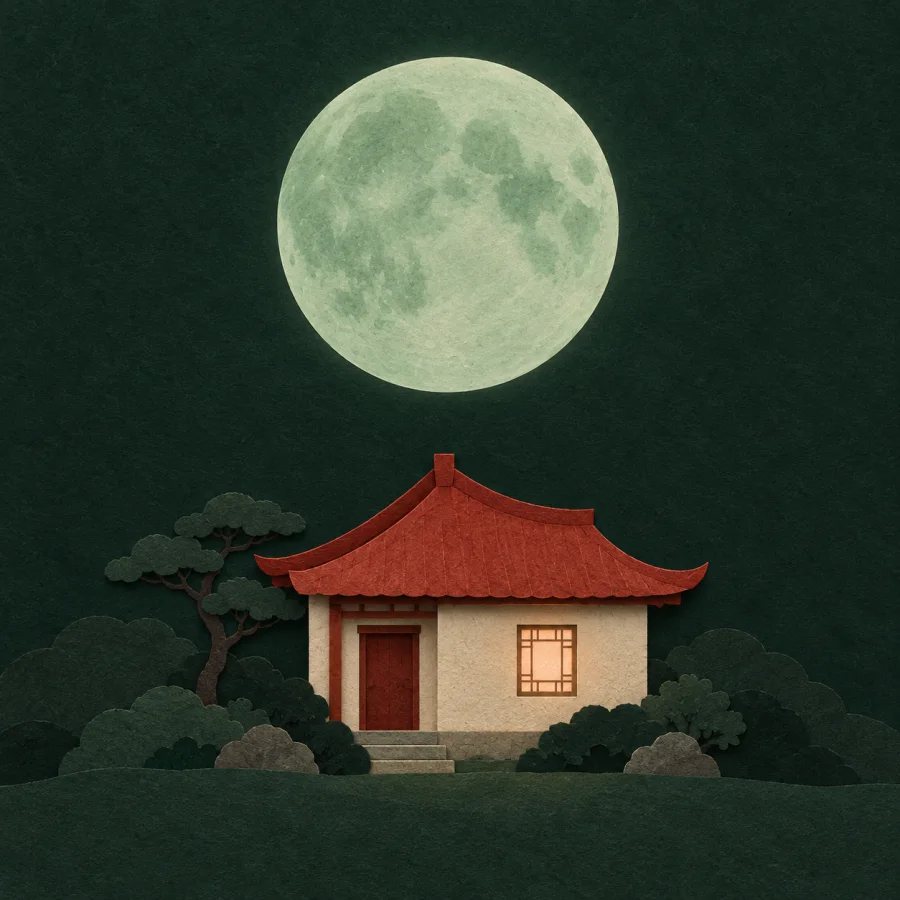 Uma lua sobre uma casa adormecida