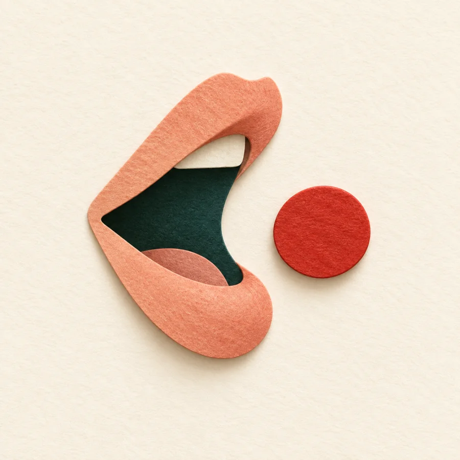 A mouth making one sound