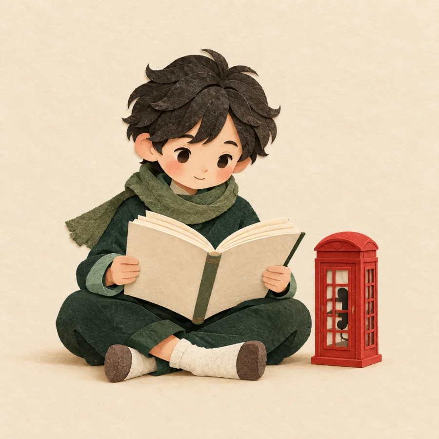 Una persona leyendo un libro en inglés
