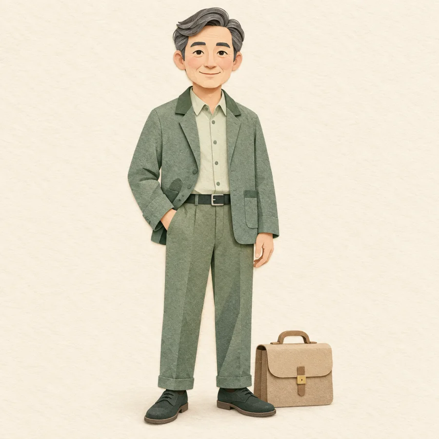 A person beside a briefcase
