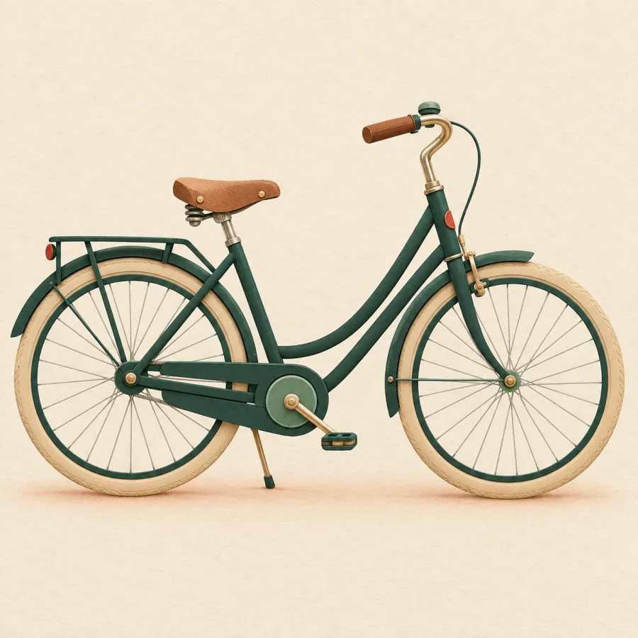 Uma bicicleta simples em pé