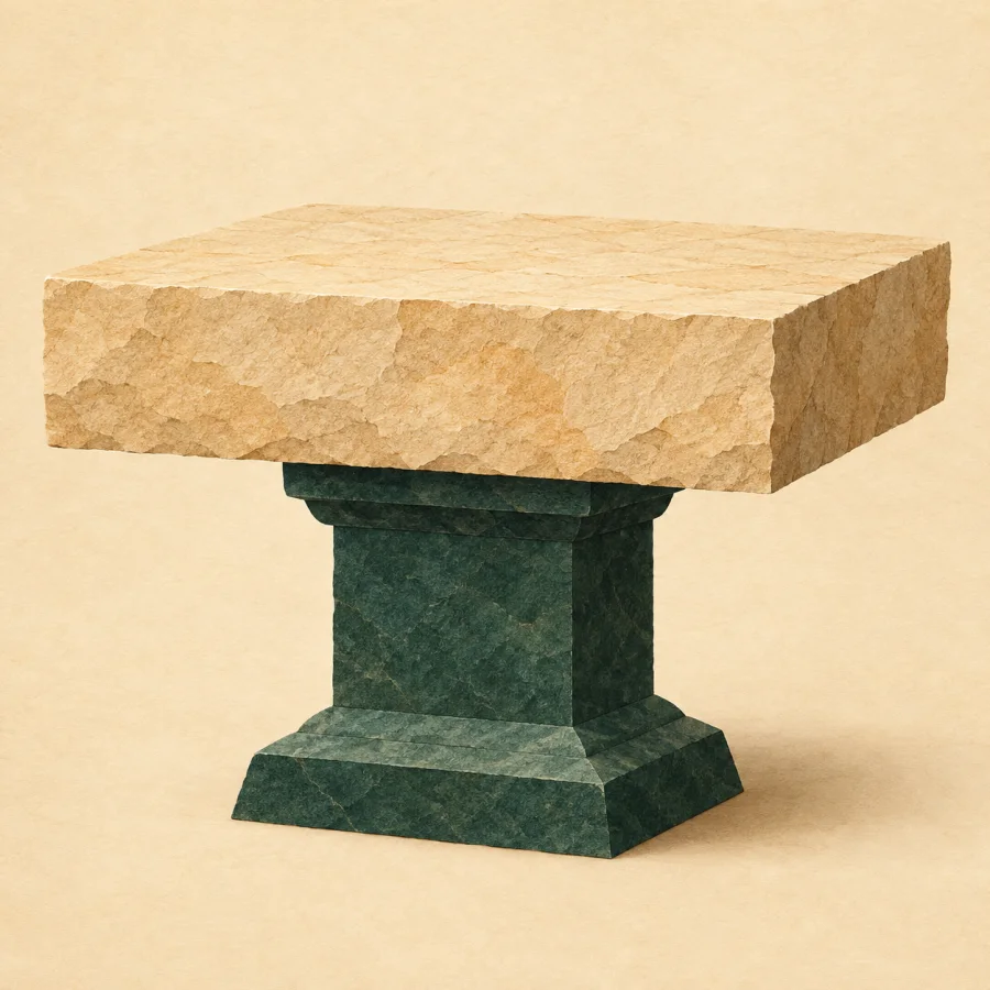Ein Sockel mit einem Steinblock
