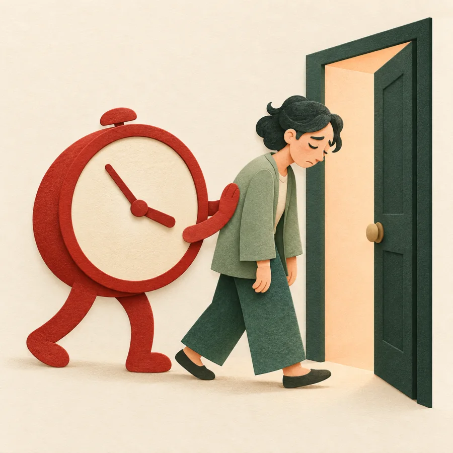 Un reloj empujando a una persona
