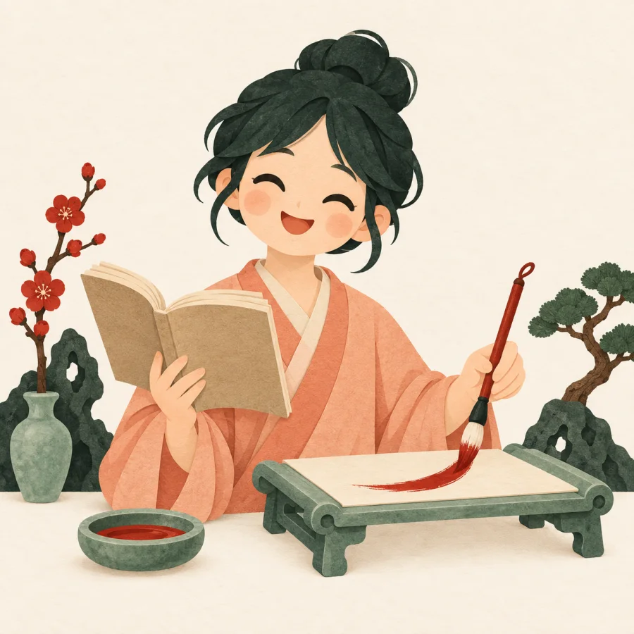 คนที่กำลังอ่านหนังสือและวาดรูป