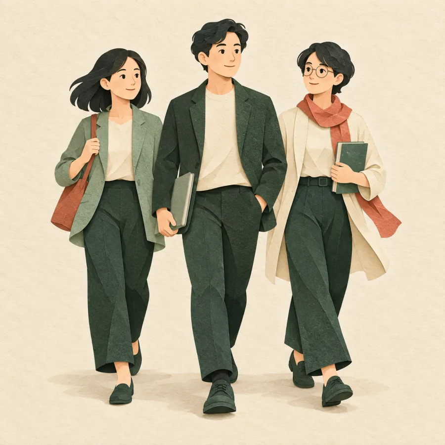 Rombongan kecil berjalan bersama