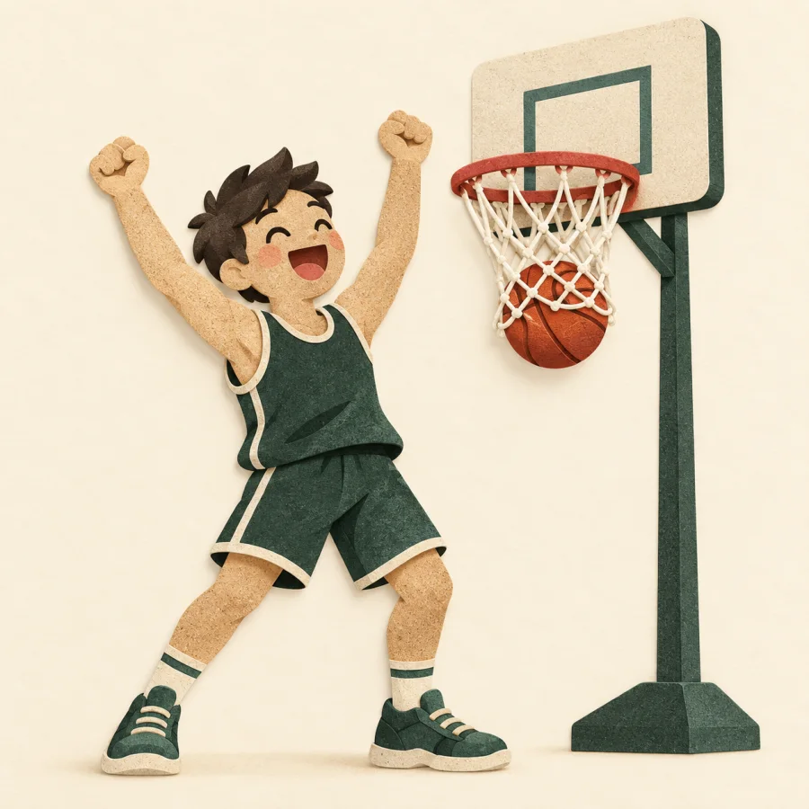 Un basketteur qui marque un point