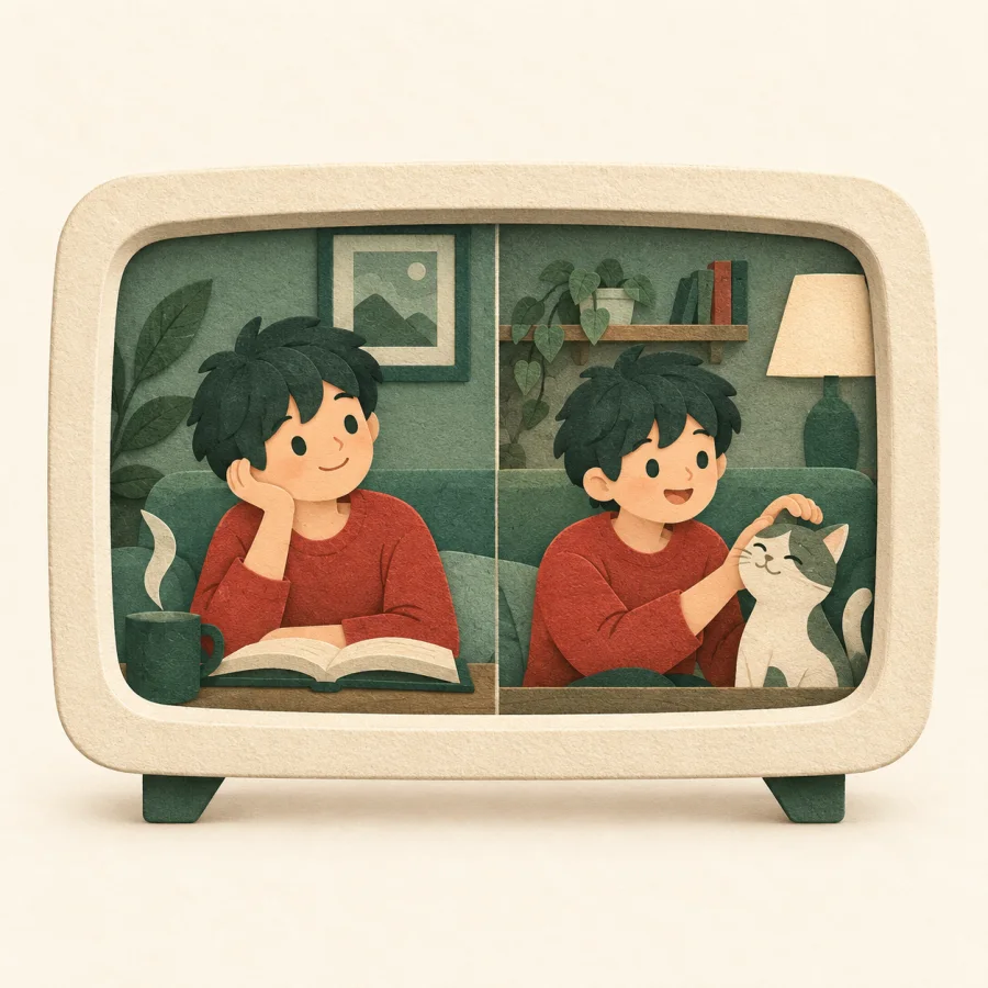 A television showing an actor