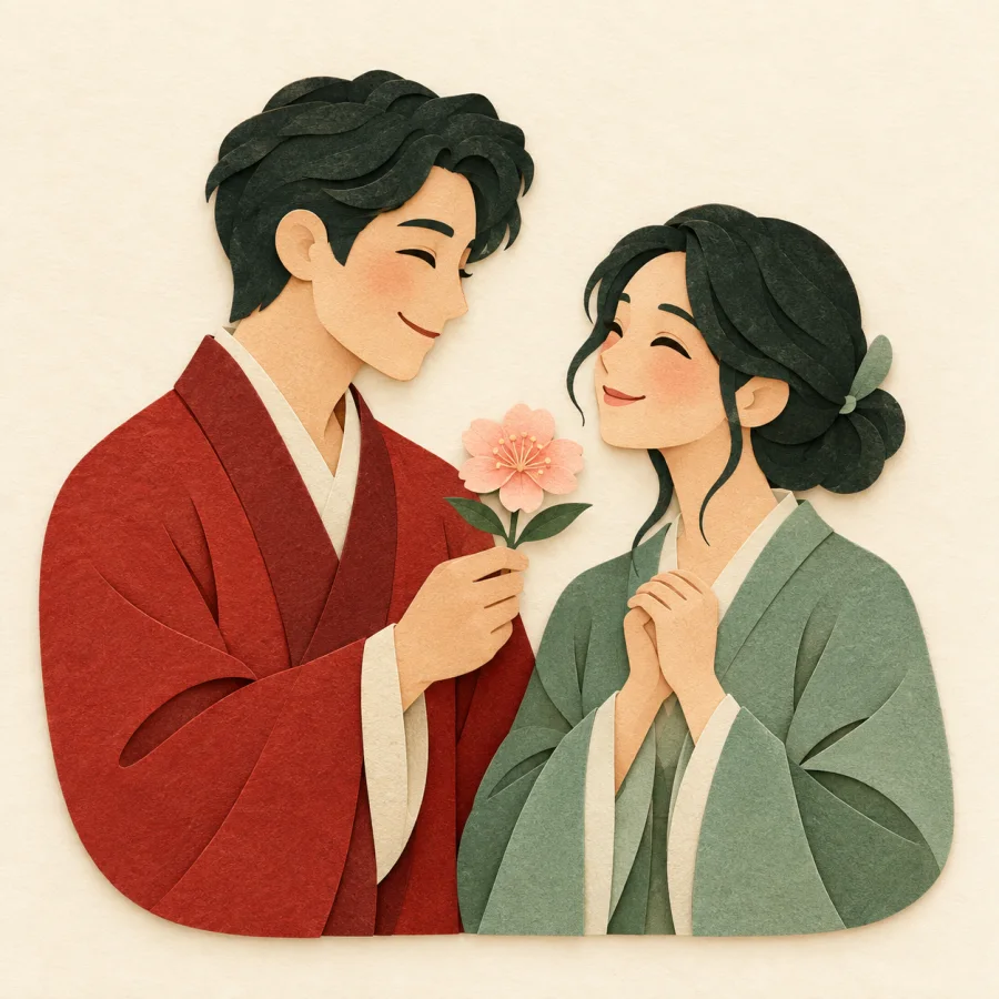 คนกำลังยื่นดอกไม้ให้