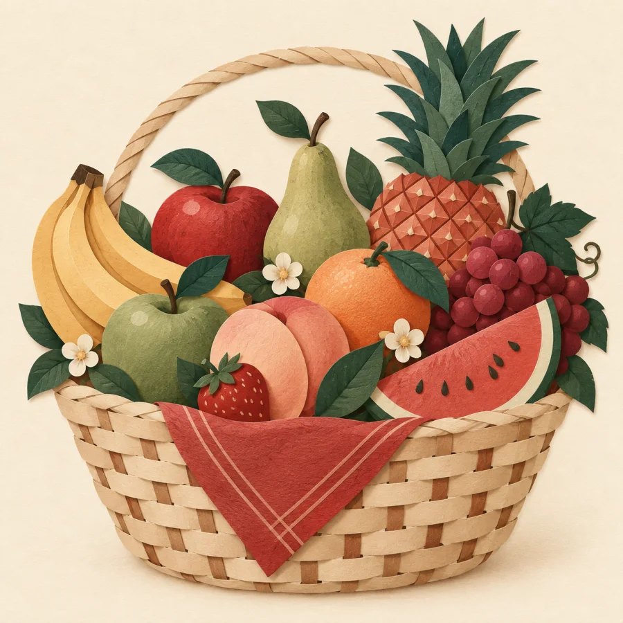 A basket of different fruits