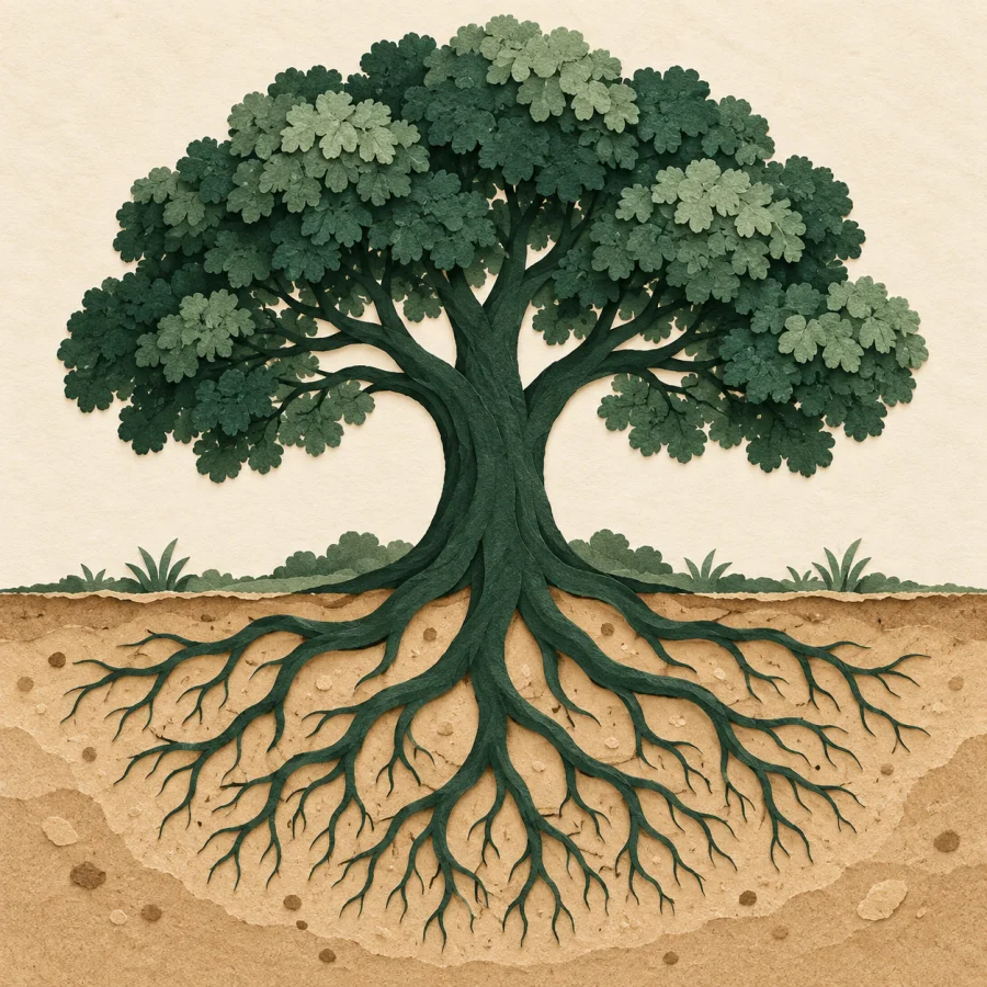 Un arbre avec des racines visibles