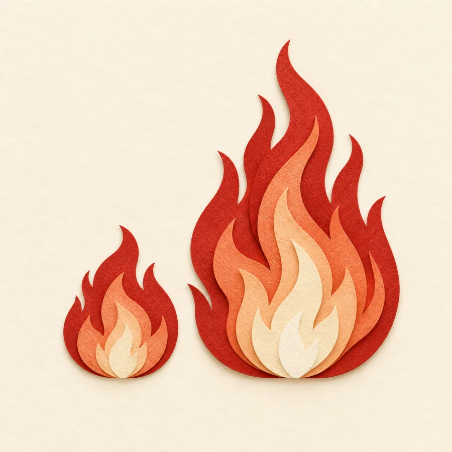 A small flame beside a larger flame