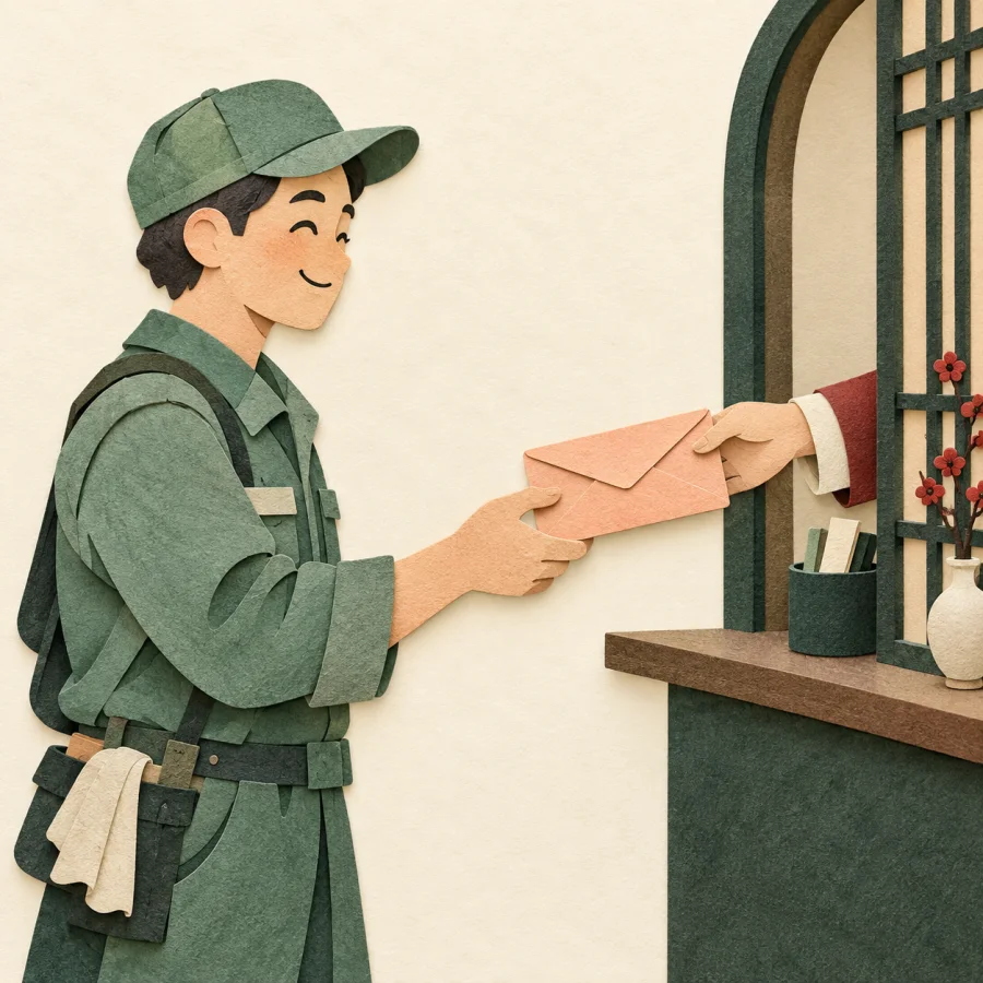 A worker receiving a pay envelope
