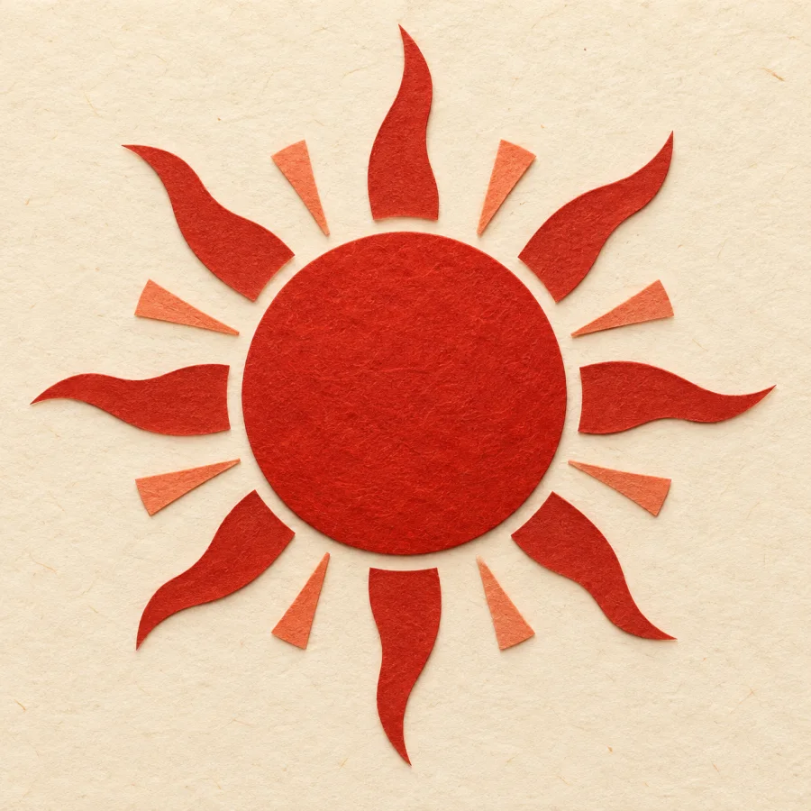 Eine Sonne, die Strahlen aussendet