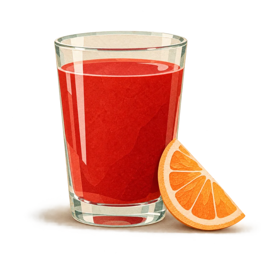 Um copo de suco com frutas