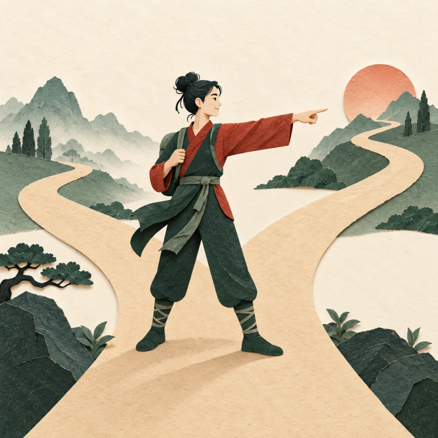 A person choosing a path