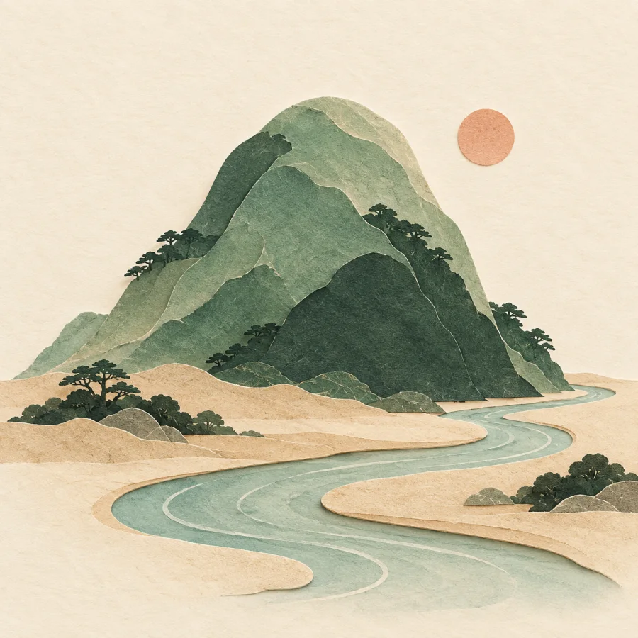 Ein Berg an einem Fluss