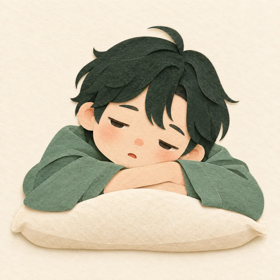 Una persona con sueño sobre una almohada