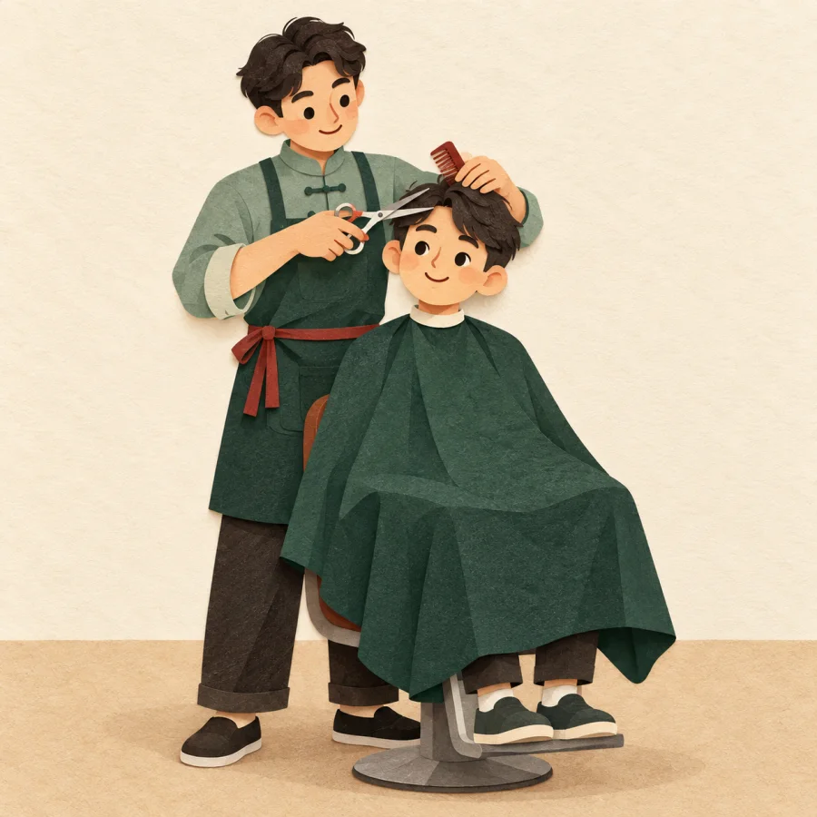 Eine Person bekommt beim Friseur die Haare geschnitten