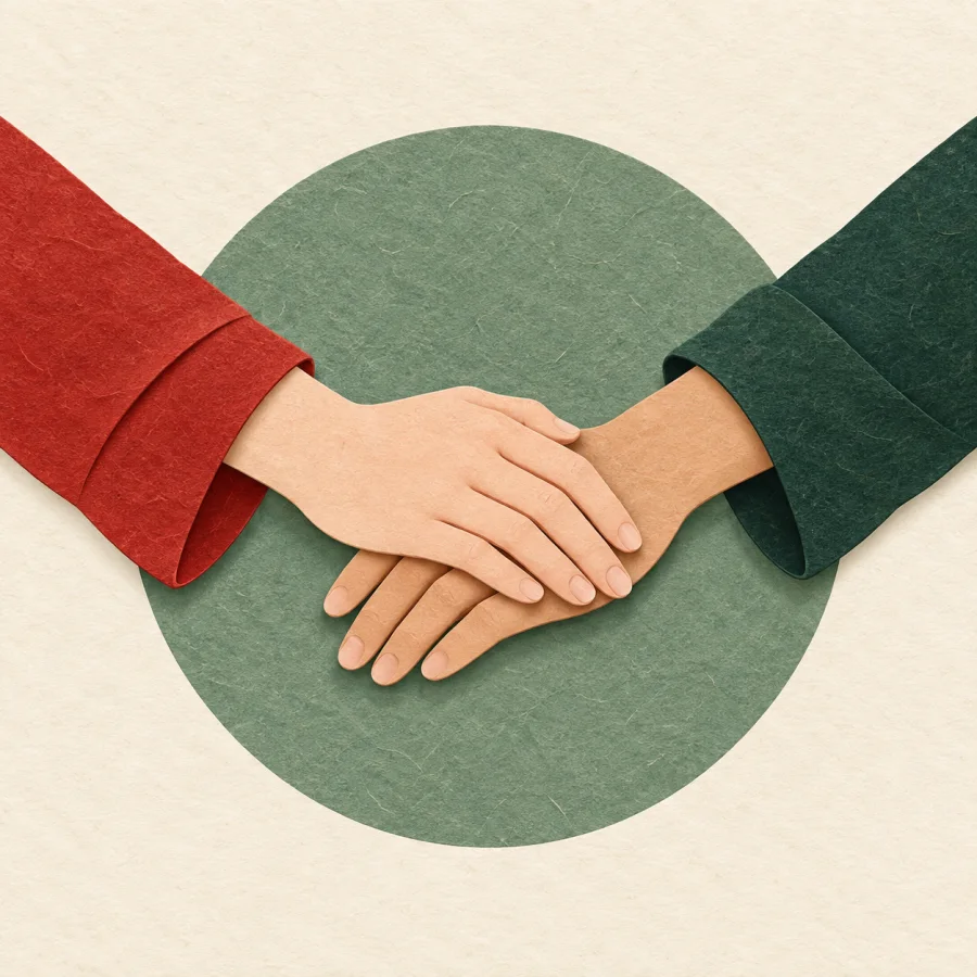 Dos personas dándose la mano