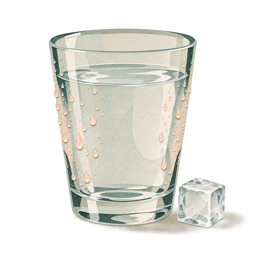 Ein Glas Wasser mit Eis