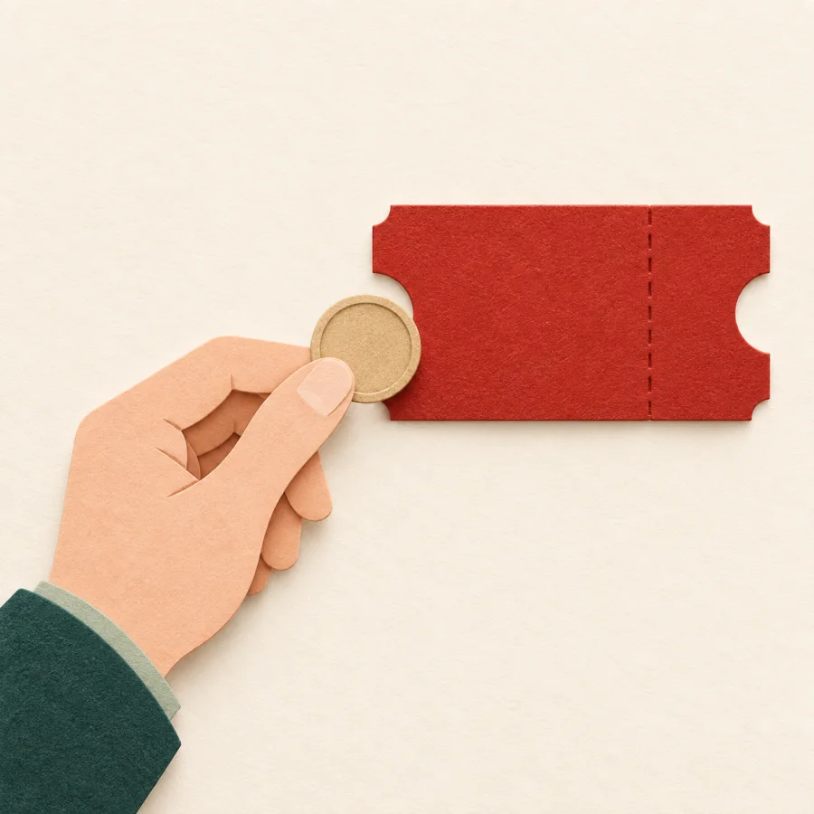 A coin offered to a ticket