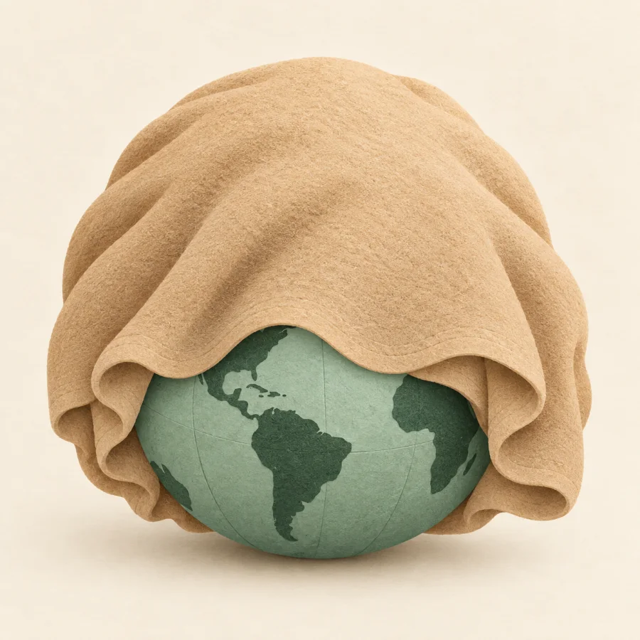 Um globo coberto por uma manta