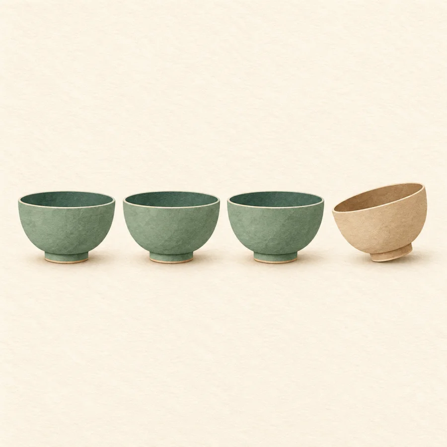 A row of level bowls