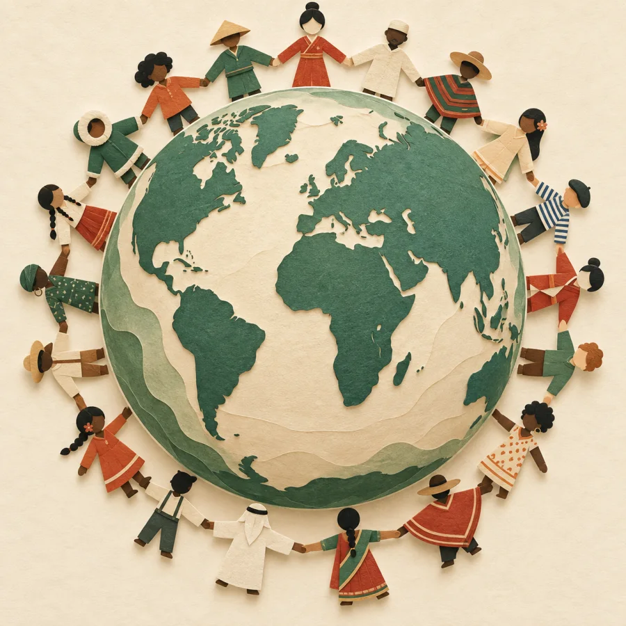 Des personnes reliées autour d'un globe