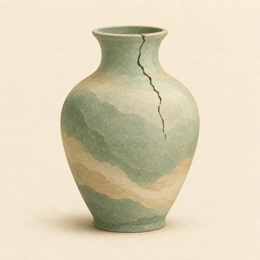 Eine Vase mit einem Riss