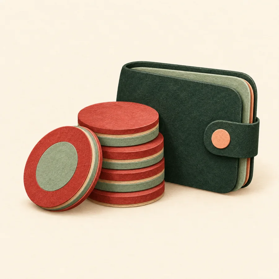 Koin di samping dompet