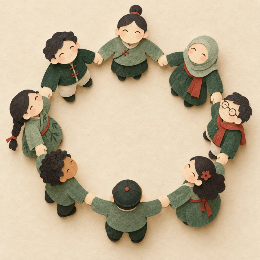 People holding hands in a circle