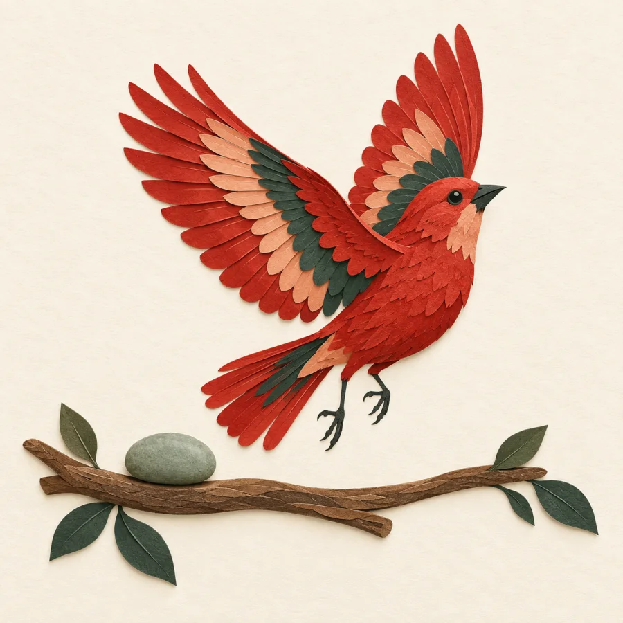A bird leaping from a branch