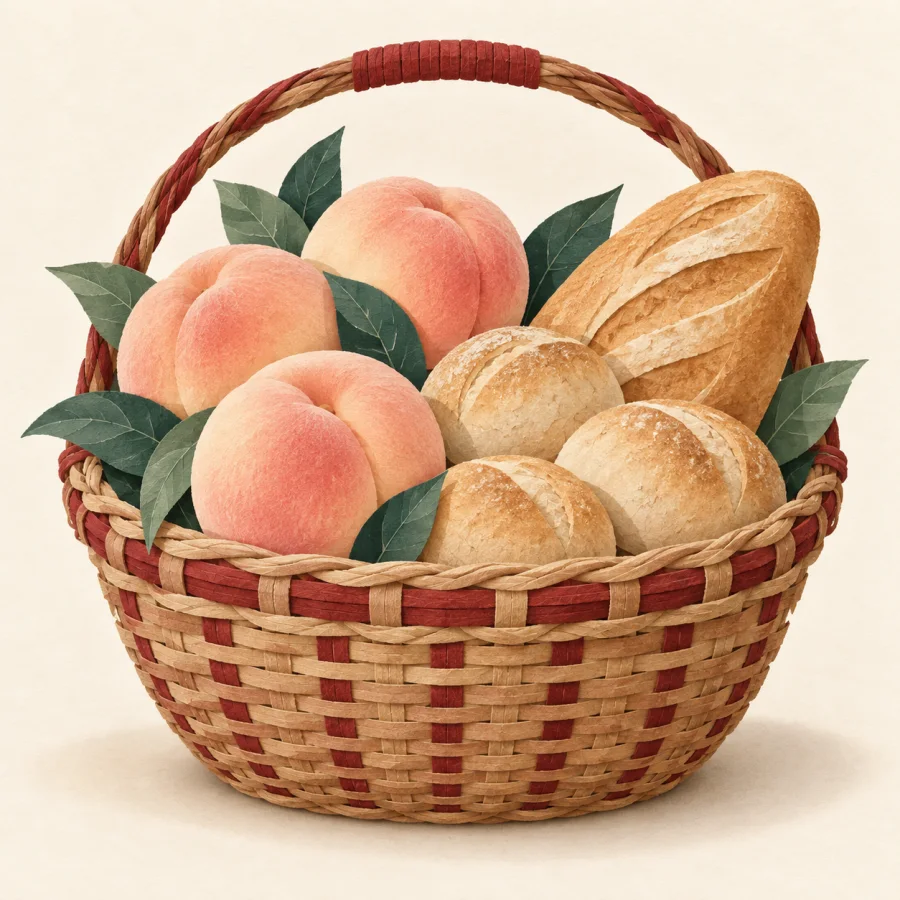Ein Korb mit Obst und Brot
