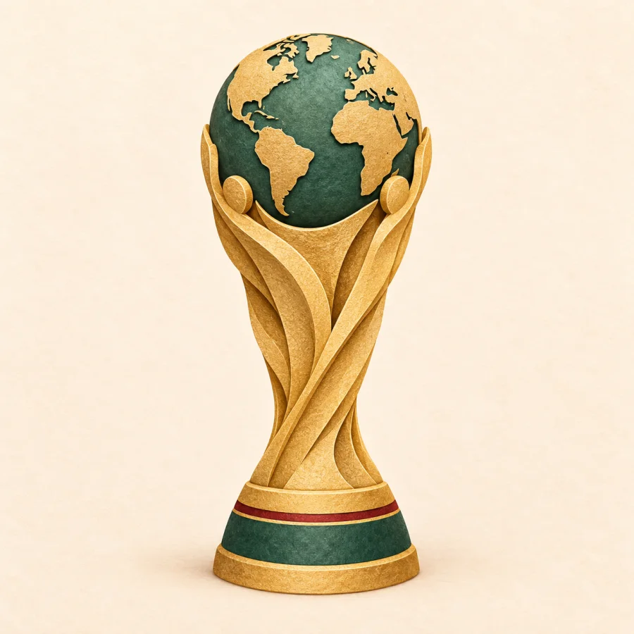 Piala berhiaskan bola dunia di atasnya