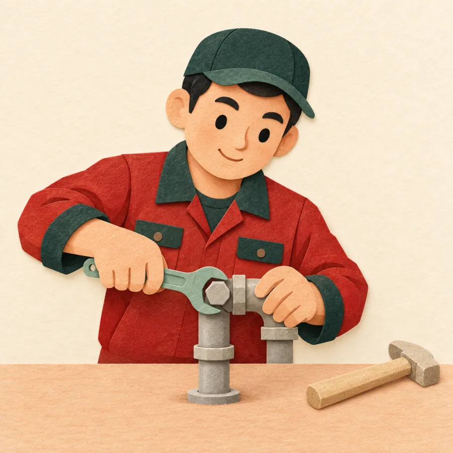 A worker choosing a tool