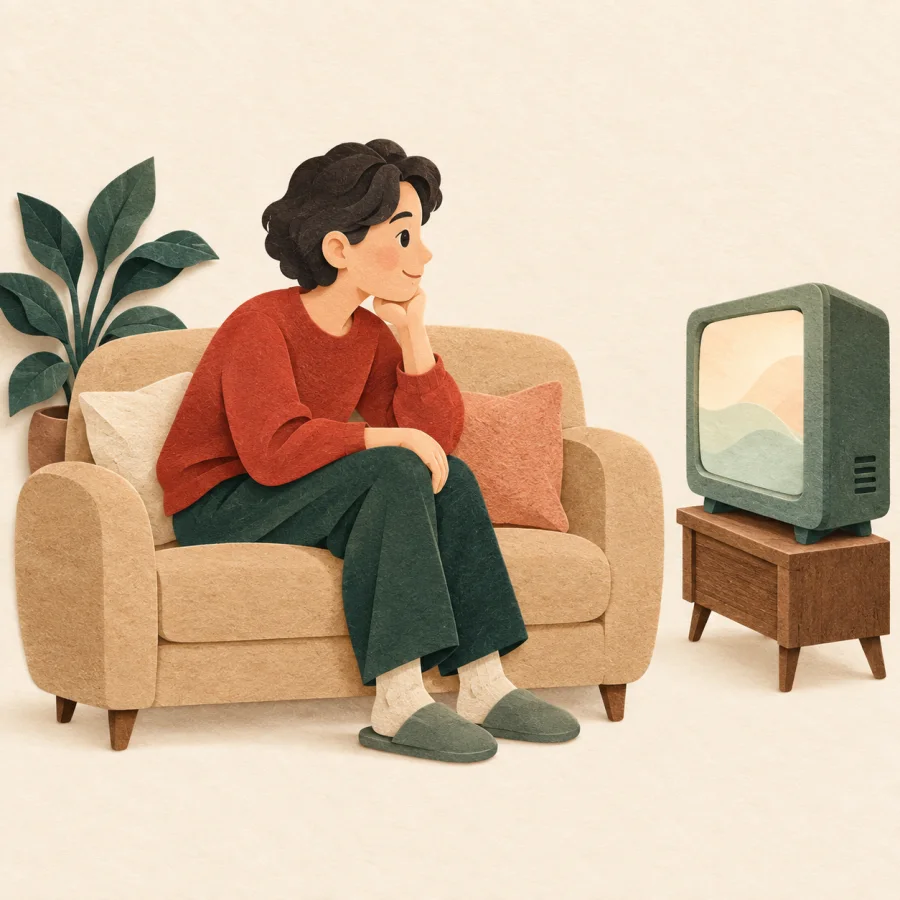 คนกำลังดูโทรทัศน์