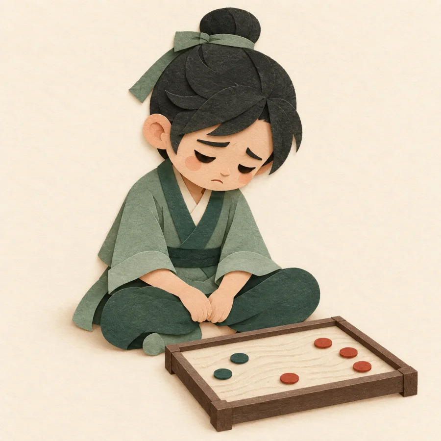 ผู้เล่นเศร้าใจข้างกระดานเกม